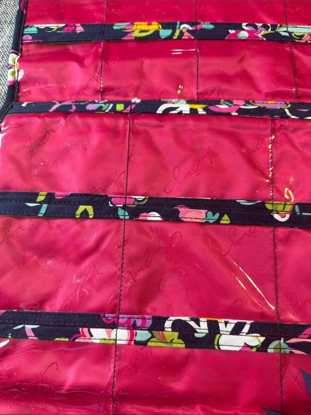 Vera Bradley Navy Floral Quilted Hanging jewelry Organizer